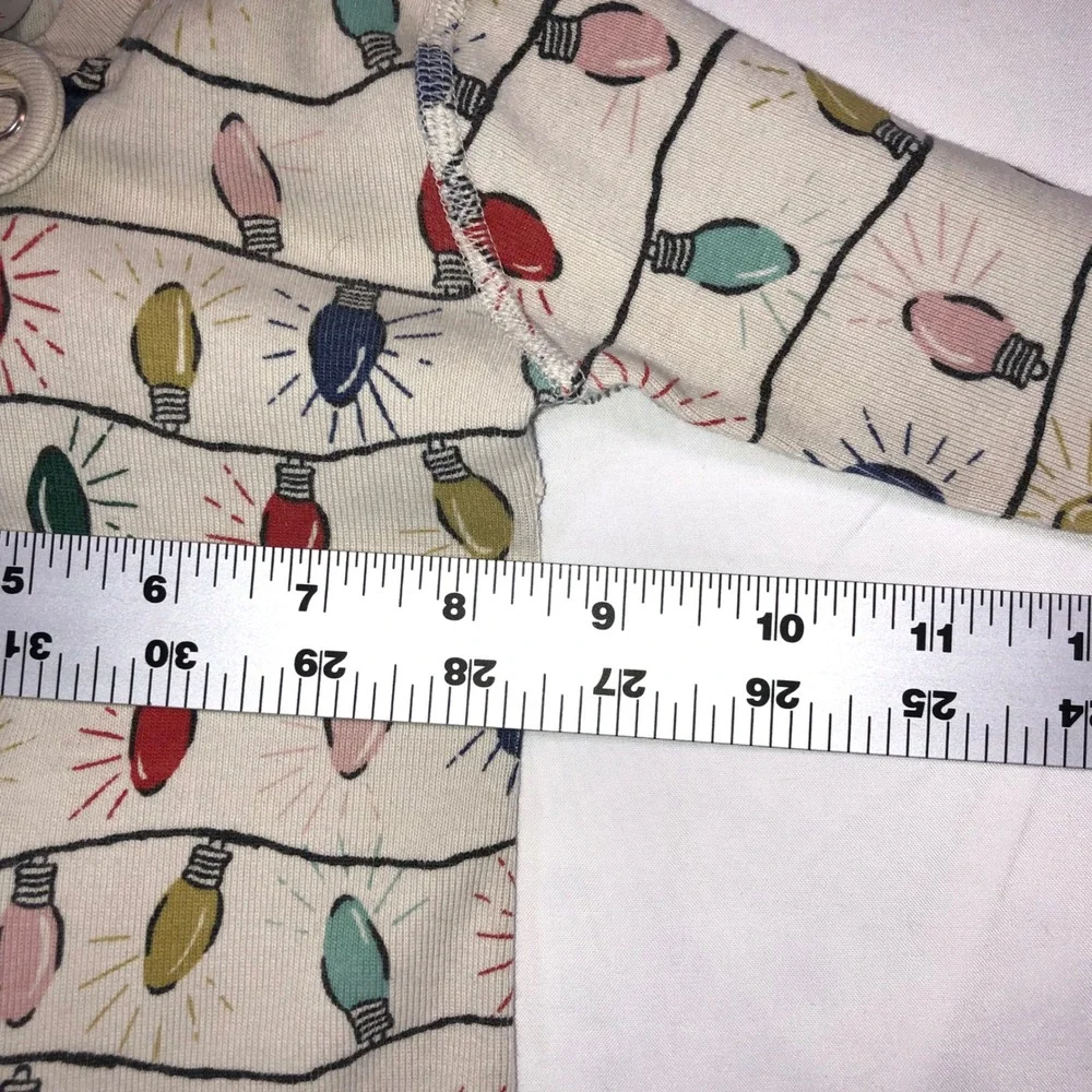 Hanna Andersson Christmas Lights Organic Cotton Sleeper 6-12 Months 70cm Cream